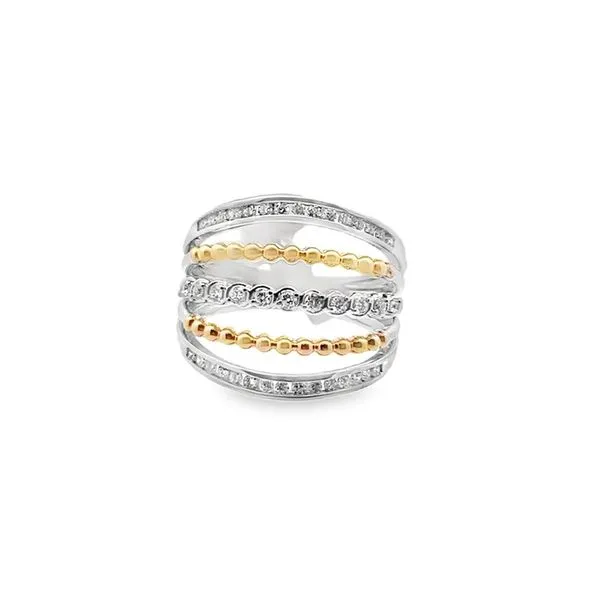 14k WG/YG 0.49CTTW Diamond 5 Row Beaded Ring Vaughan's Jewelry Edenton, NC