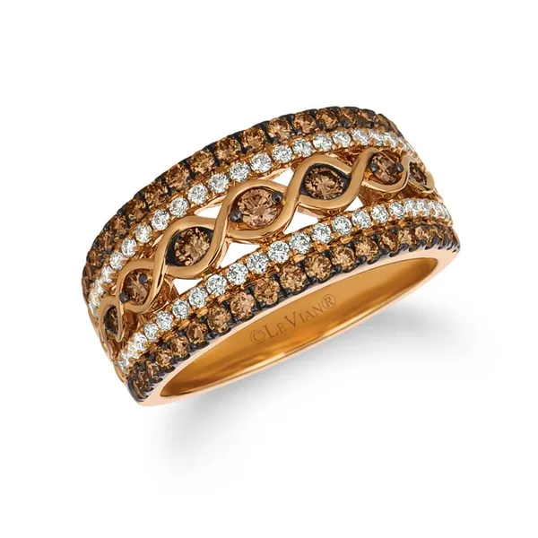7, 14k RG 0.98CTTW Five Row Chocolate Diamond Band Vaughan's Jewelry Edenton, NC