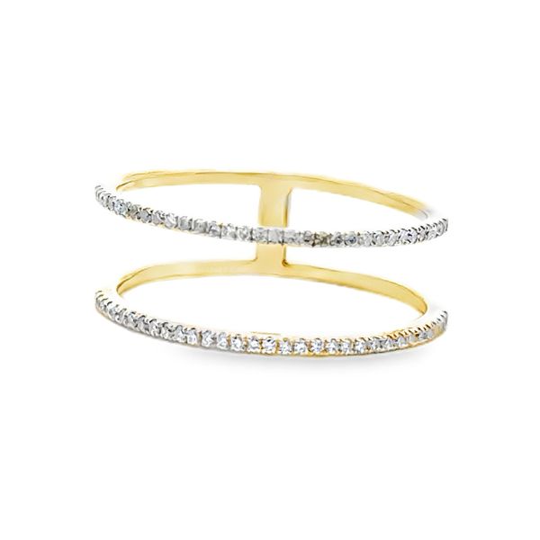 7, 14k YG 0.1716CTTW Dia Double Row Negative Space Ring Vaughan's Jewelry Edenton, NC