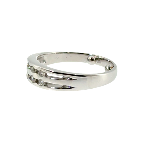 14k WG 0.20CTTW 2-Row 6-Dia with Sizing Beads Ring (Previously Owned) 4.61gr Image 2 Vaughan's Jewelry Edenton, NC