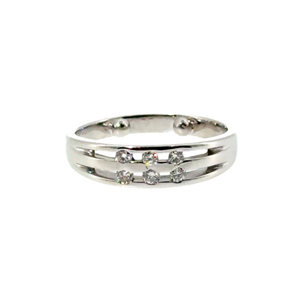 14k WG 0.20CTTW 2-Row 6-Dia with Sizing Beads Ring (Previously Owned) 4.61gr Vaughan's Jewelry Edenton, NC