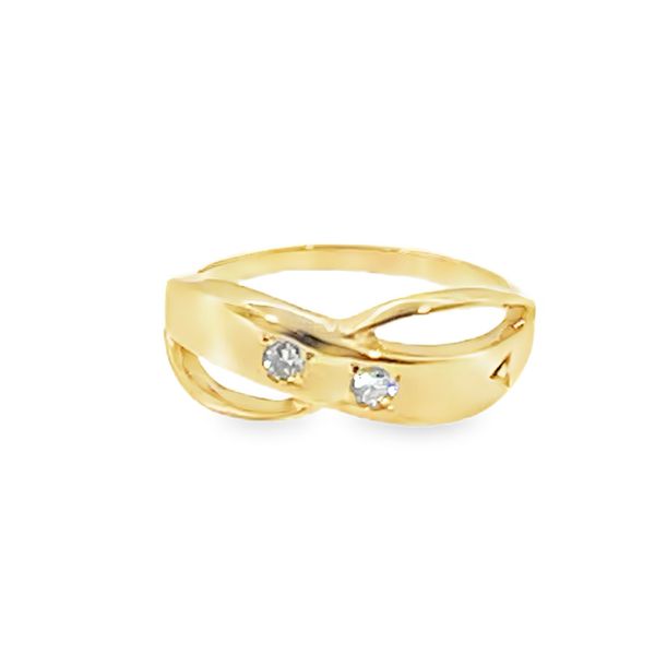 6.25, 14k YG 0.10CTTW Dia Accented Cross Over Ring (Previously Owned) 3.56gr Vaughan's Jewelry Edenton, NC