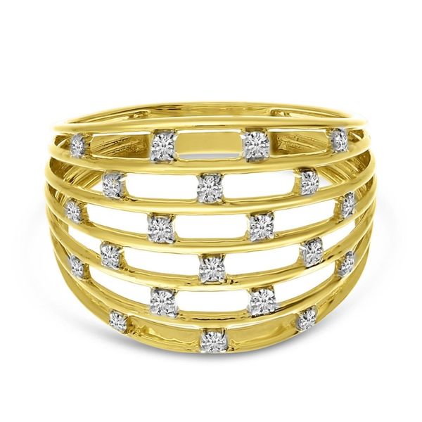 14k YG 0.22CTTW Dia Basketweave Statement Ring Vaughan's Jewelry Edenton, NC