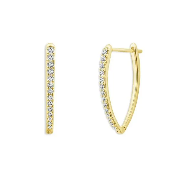 10k YG 0.25CTTW Round Diamond Pointed Hoop Earrings Vaughan's Jewelry Edenton, NC