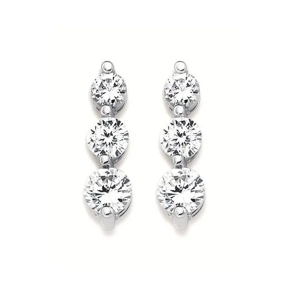 14k WG 1.00CTTW 3 Round Diamond Drop Earrings Vaughan's Jewelry Edenton, NC