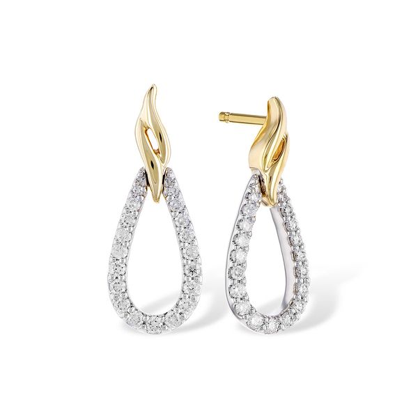 14k YG/WG 0.30CTTW Diamond Pear Drop Earrings Vaughan's Jewelry Edenton, NC