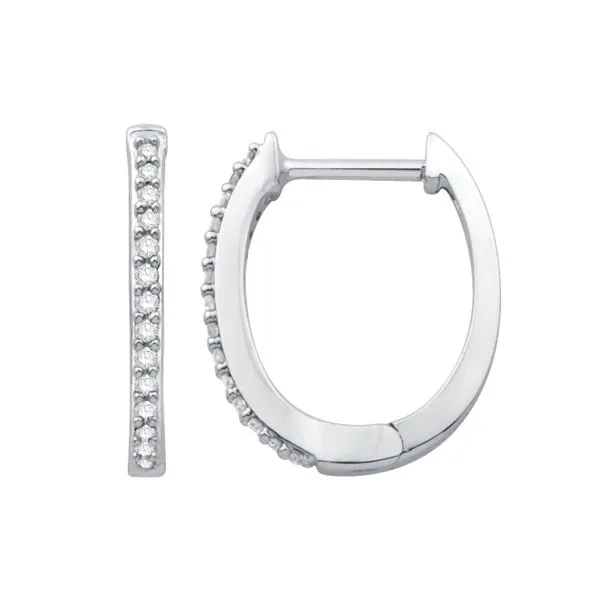 10k WG 0.10CTTW Oval Diamond Huggie Earrings Vaughan's Jewelry Edenton, NC