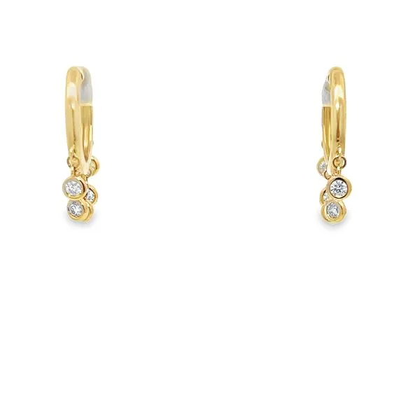 14k YG 0.49CTTW Dangle Diamond Hoop Earrings Image 2 Vaughan's Jewelry Edenton, NC