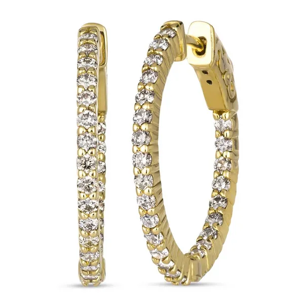 14k YG 1CTTW Diamond Inside Out Hoops Vaughan's Jewelry Edenton, NC