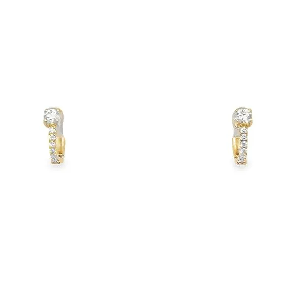 14k YG .33CTTW Diamond Huggie Hoop Earrings Vaughan's Jewelry Edenton, NC