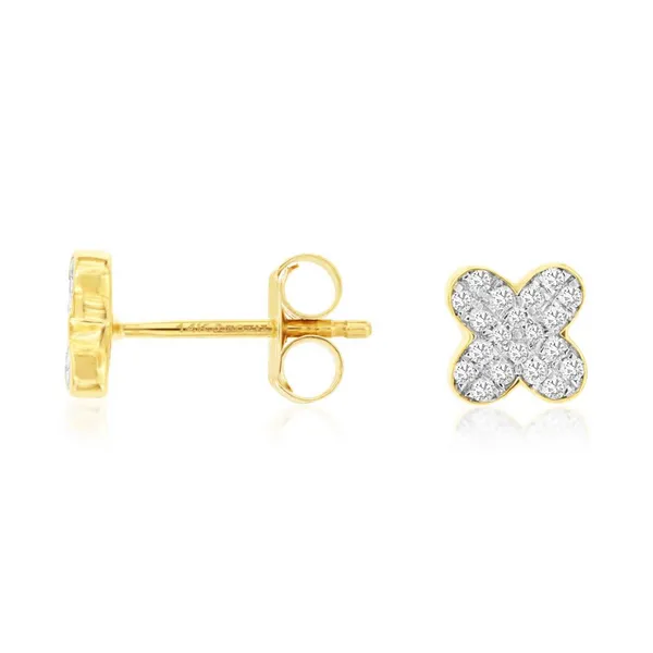 14k YG 0.20CTTW Clover Cluster Diamond Stud Earrings Vaughan's Jewelry Edenton, NC