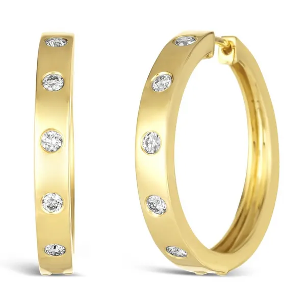 14k YG 0.40CTTW Bezel Set Station Diamond Hoop Earrings Vaughan's Jewelry Edenton, NC