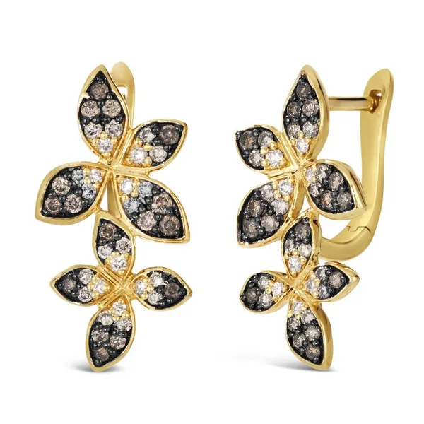 14k YG 0.70CTTW Double Floral Drop Earrings Vaughan's Jewelry Edenton, NC