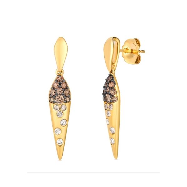 14k Honey Gold 0.62CTTW Chocolate Ombre' Dangle Earrings Vaughan's Jewelry Edenton, NC