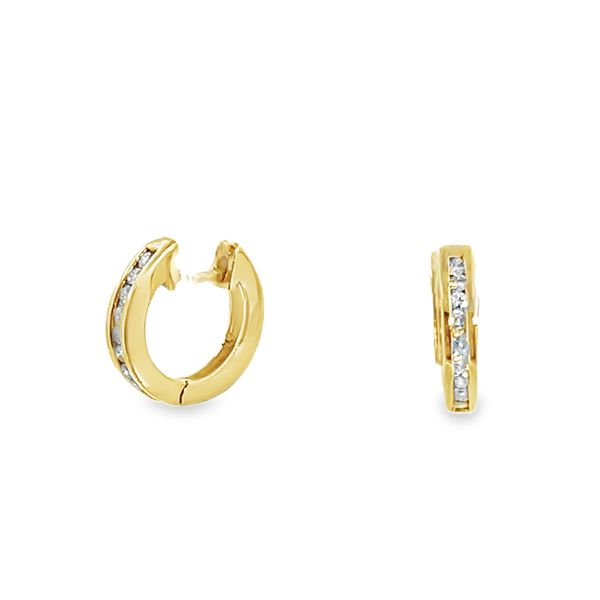 14k YG 0.25CTTW Dia Channel Set Huggie Hoop Earrings GH SI2-I (Previously Owned) 2.50gr Vaughan's Jewelry Edenton, NC