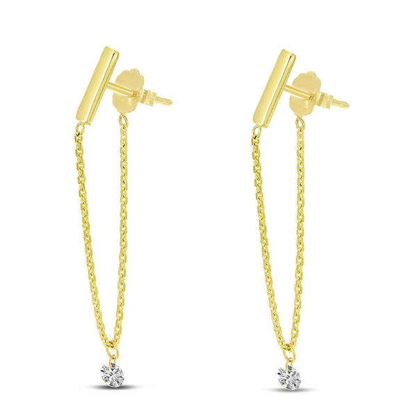 14k YG 0.16CTTW Dashing Dia Chain Dangle Earrings Vaughan's Jewelry Edenton, NC