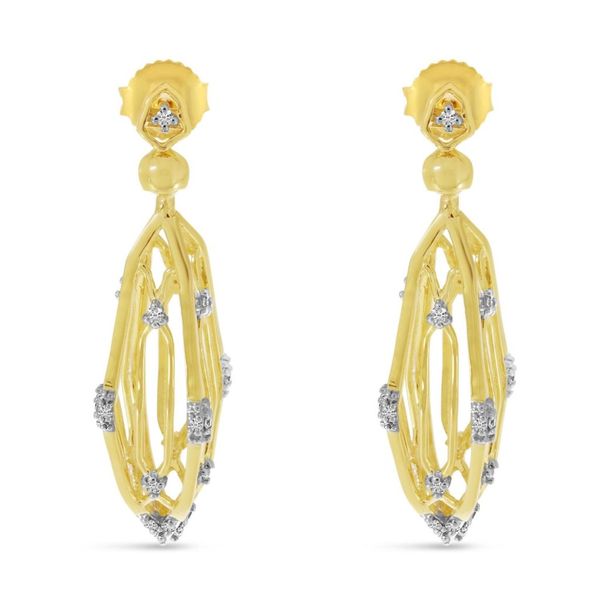 14k YG 0.25CTTW Dia Cage Dangle Earrings Vaughan's Jewelry Edenton, NC