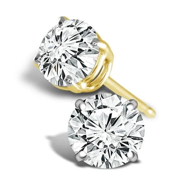 14k YG 0.74CTTW Round Diamond Stud Earrings Vaughan's Jewelry Edenton, NC
