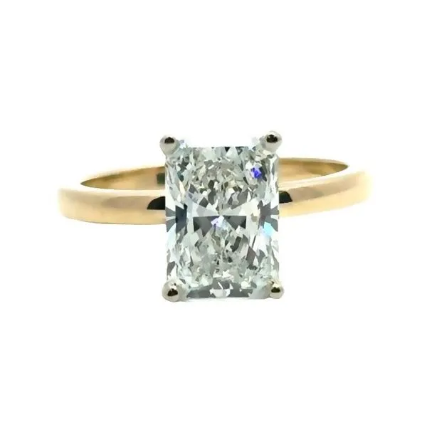 14k YG 2.59CT Radiant F, VS1 8X Lab Grown 2.2mm Band Solitaire GCAL Vaughan's Jewelry Edenton, NC