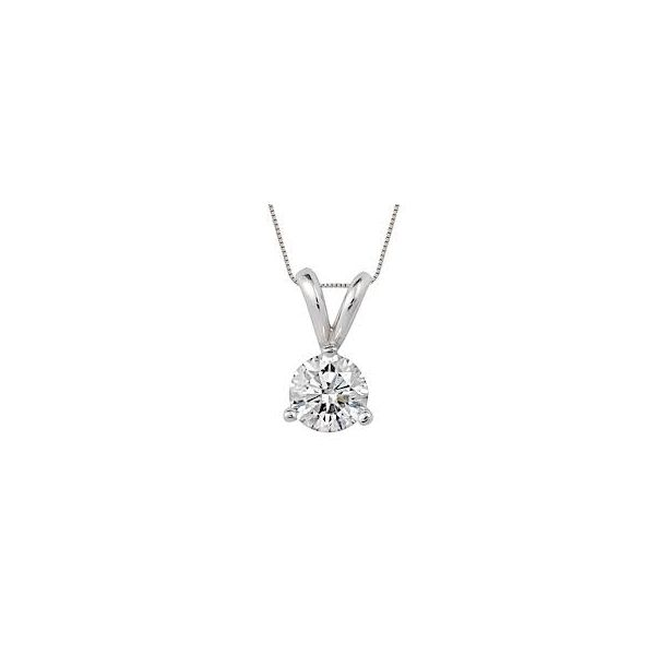 14k WG 0.20CTW 3 Prong Round Diamond Pendant (Chain sold separately) Vaughan's Jewelry Edenton, NC