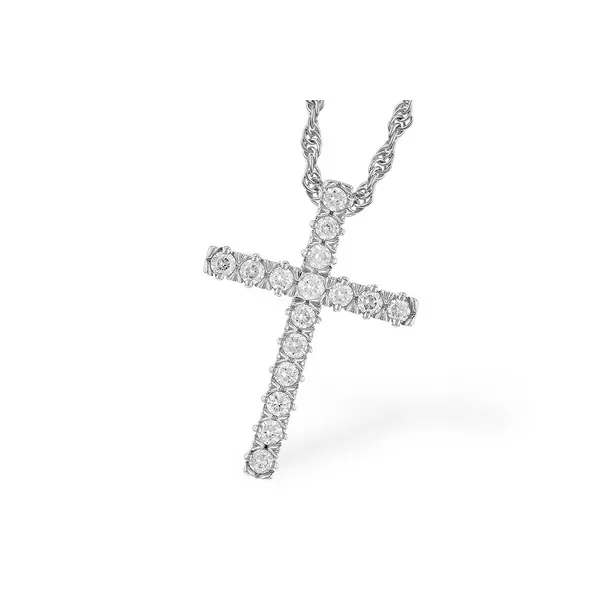 14k WG 0.25CTTW Round Diamond Cross Pendant Vaughan's Jewelry Edenton, NC