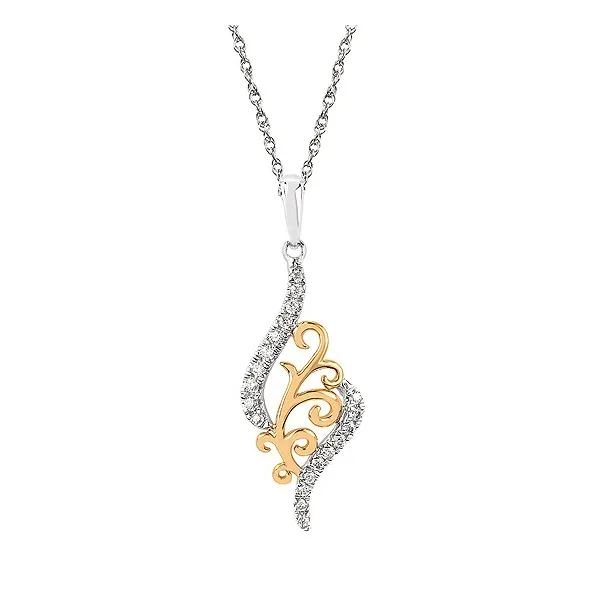 14k Y/WG 0.10CTTW Swirled Diamond Pendant Vaughan's Jewelry Edenton, NC