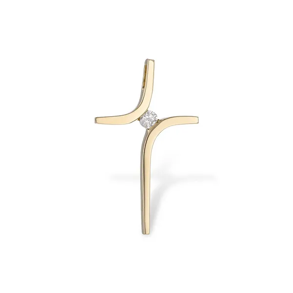 14k YG 0.03CTTW Cross Pendant (Chain sold separately) Vaughan's Jewelry Edenton, NC