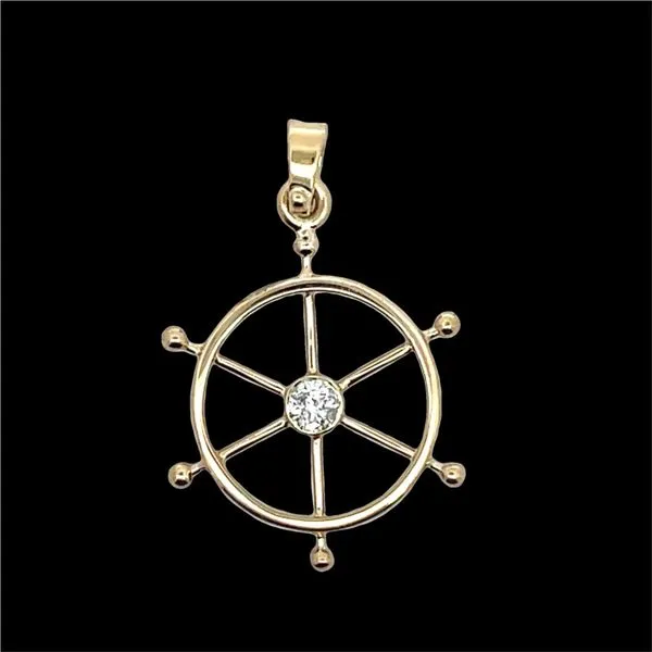 14k YG 0.28CTTW Diamond Ship Wheel Pendant (Chain Sold Separately) Vaughan's Jewelry Edenton, NC