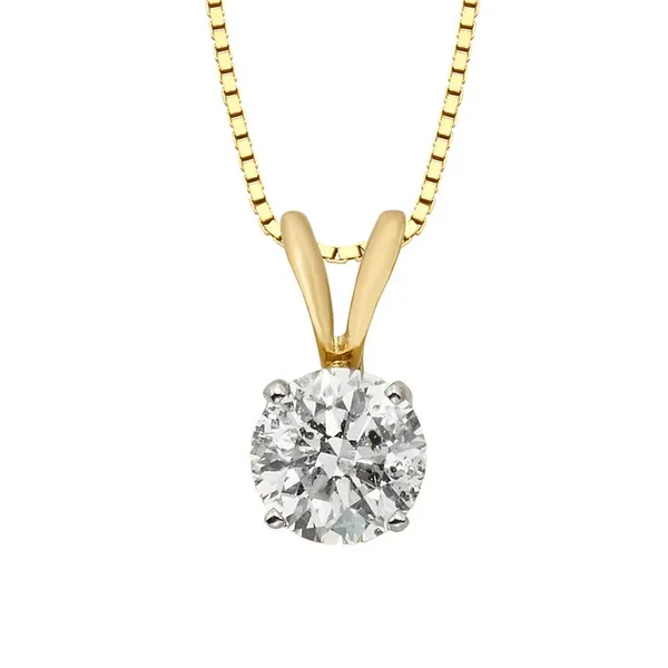 14k YG 0.10CTTW Basket Set Round Diamond Solitaire Pendant (Chain sold separately) Vaughan's Jewelry Edenton, NC