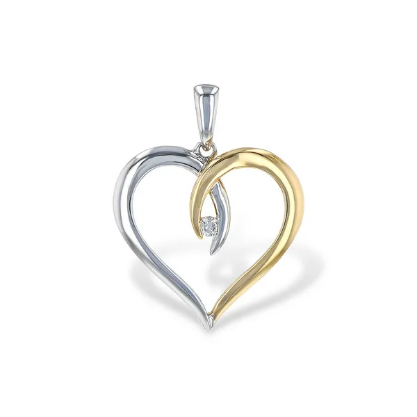 14k YG/WG 0.03CTTW Diamond Heart Pendant (Chain Sold Separately) Vaughan's Jewelry Edenton, NC