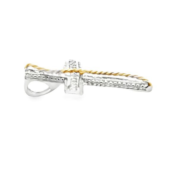 14k TT 0.13CTTW Dia Cross Pendant with Miligrain Detail & Rope Accent (Chain Sold Separately) Vaughan's Jewelry Edenton, NC