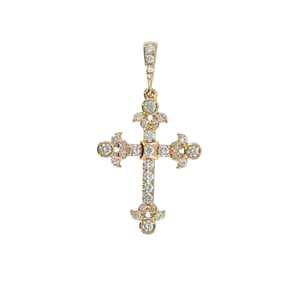 14k YG 0.40CTTW Fancy Dia Cross Pendant (Chain sold seperately) Vaughan's Jewelry Edenton, NC