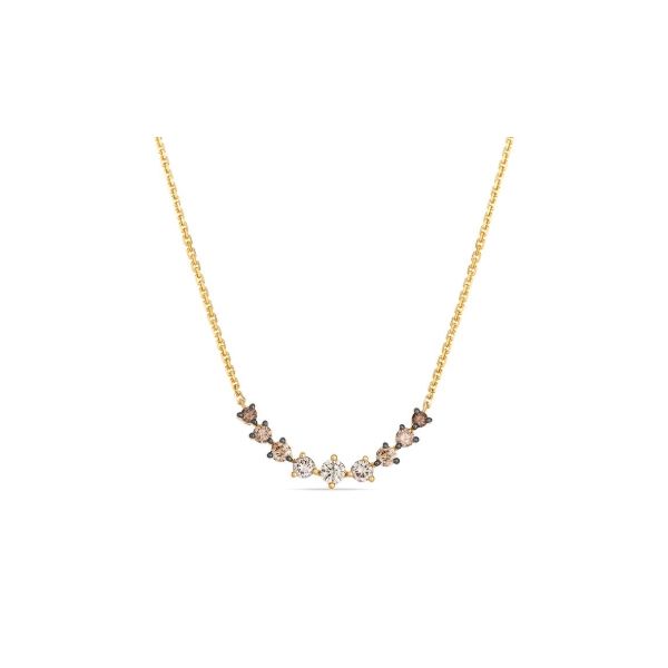 14k Honey Gold 0.50CTTW Chocolate Ombre Adj Station Necklace Vaughan's Jewelry Edenton, NC