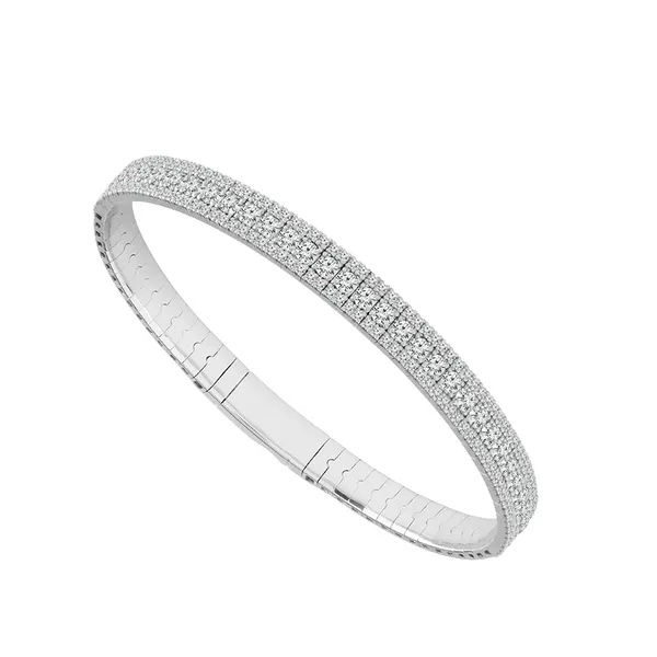 14k WG 2.88CTTW 3 Row Round Diamond Titanium Wire Bracelet Vaughan's Jewelry Edenton, NC
