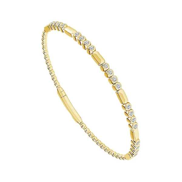 14k YG 0.50CTTW Bezel Set Diamond & Bar Flexi Bangle Bracelet Vaughan's Jewelry Edenton, NC