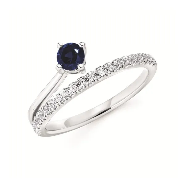 14k WG 0.34CTTW Sapphire Bypass and Diamond Ring Vaughan's Jewelry Edenton, NC