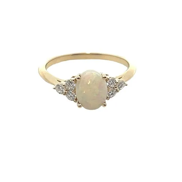 14k YG 0.25CTTW 8x6mm Opal and Diamond Ring Vaughan's Jewelry Edenton, NC