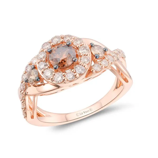7, 14k RG 1.30CTTW Chocolate Diamond and Diamond Halo Ring Vaughan's Jewelry Edenton, NC