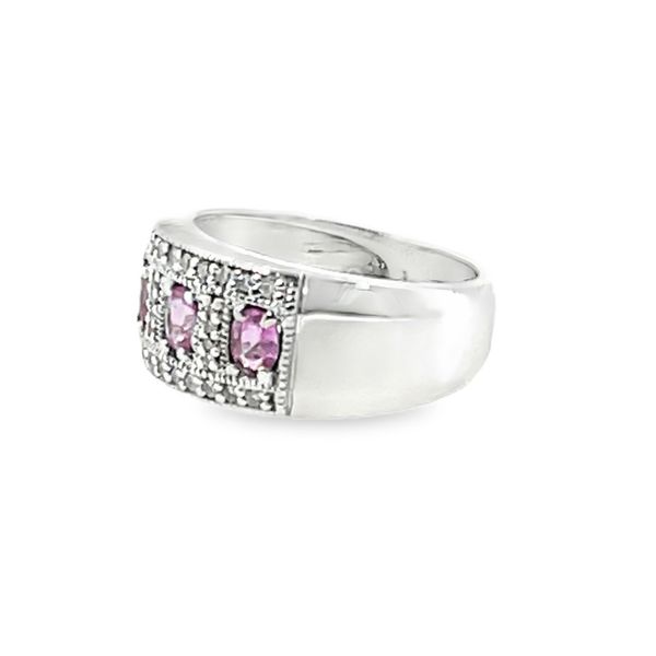 7, 14k TT 4-Oval Pink Stones with Diamond Accents Ring (Previously Owned) 7.48gr Image 3 Vaughan's Jewelry Edenton, NC
