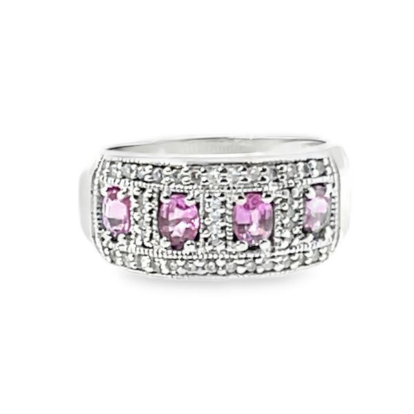 7, 14k TT 4-Oval Pink Stones with Diamond Accents Ring (Previously Owned) 7.48gr Vaughan's Jewelry Edenton, NC