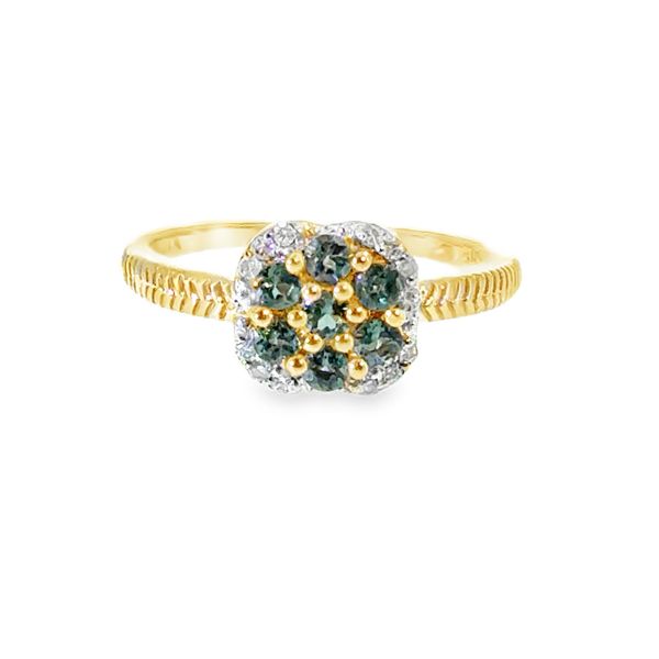 7, 10k YG Emerald Color Stones & Diam Accented Cluster Ring (Previously Owned) 3.08gr Vaughan's Jewelry Edenton, NC