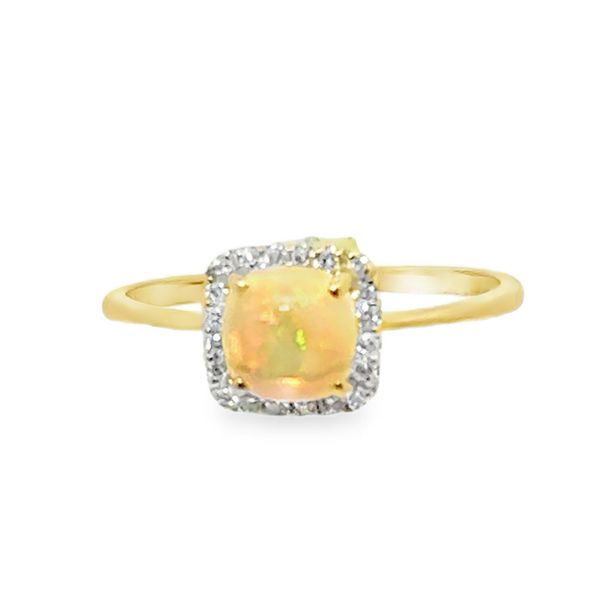 14k YG 0.77CTTW 0.65CT Rd Opal & 0.11CTTW Dia Halo & Accented Ring Vaughan's Jewelry Edenton, NC