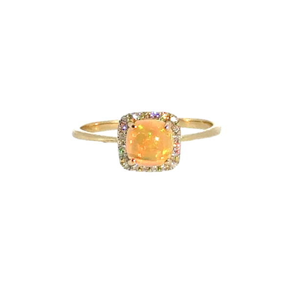 14k YG 0.77CTTW 0.65CT Rd Opal & 0.11CTTW Dia Halo & Accented Ring Vaughan's Jewelry Edenton, NC