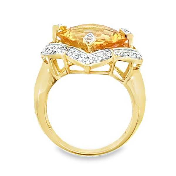 7.25, 14k YG 6.15CTTW 6.0CT Custom Cut Citrine w/ 0.15CTTW Dia Accents in WG Ring Image 4 Vaughan's Jewelry Edenton, NC