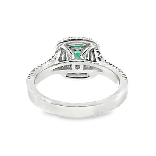 14k Vanilla Gold 0.33CTTW Costa Smeralda Round Emerald, 0.25CTTW Chocolate & 0.25CTTW Vanilla Dia in a Double Halo Image 2 Vaughan's Jewelry Edenton, NC