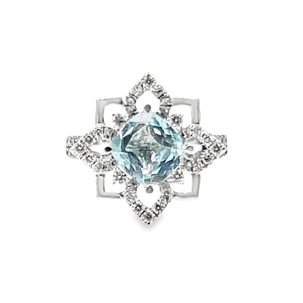 14k Vanilla Gold 0.87CT Cushion Sea Blue Aquamarine, 0.50CTTW Nude & 0.25CTTW Chocolate Diam Star Ring Vaughan's Jewelry Edenton, NC