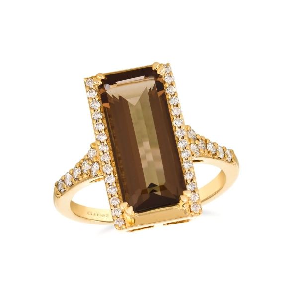 14k Honey Gold 4.25CT Chocolate Garnet with 0.33CTTW Nude Dia Halo & Accented Ring Vaughan's Jewelry Edenton, NC