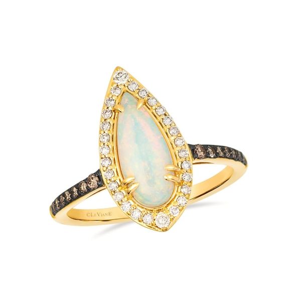14k Honey Gold 0.87CT Pear Neopolitan Opal with 0.16CTTW Nude Diamonds & 0.10CTTW Chocolate Diamonds Ring Vaughan's Jewelry Edenton, NC