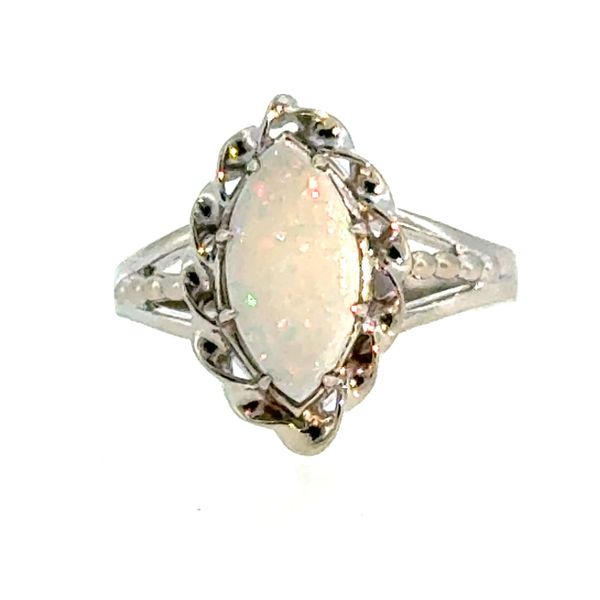 14k WG Opal Marquise Rope Accented Ring Vaughan's Jewelry Edenton, NC