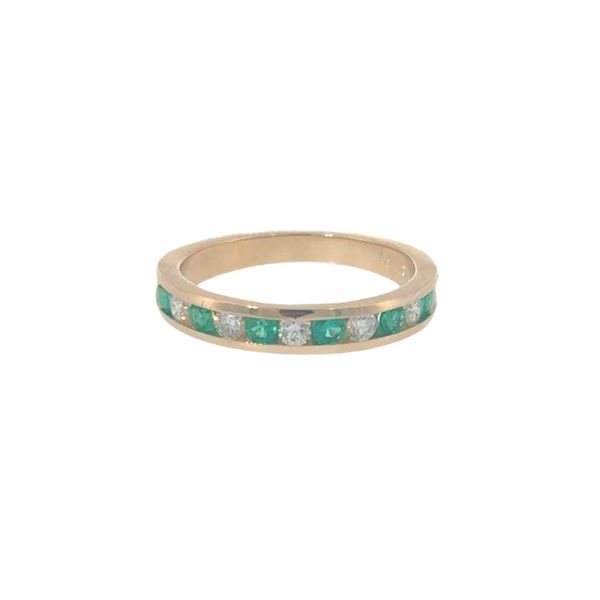 14k WG 0.55CTTW 0.25CT Diamond & 0.30CT Emerald Channel Set Band Vaughan's Jewelry Edenton, NC